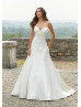 Ivory Satin Empire Waist Minimalist Wedding Dress